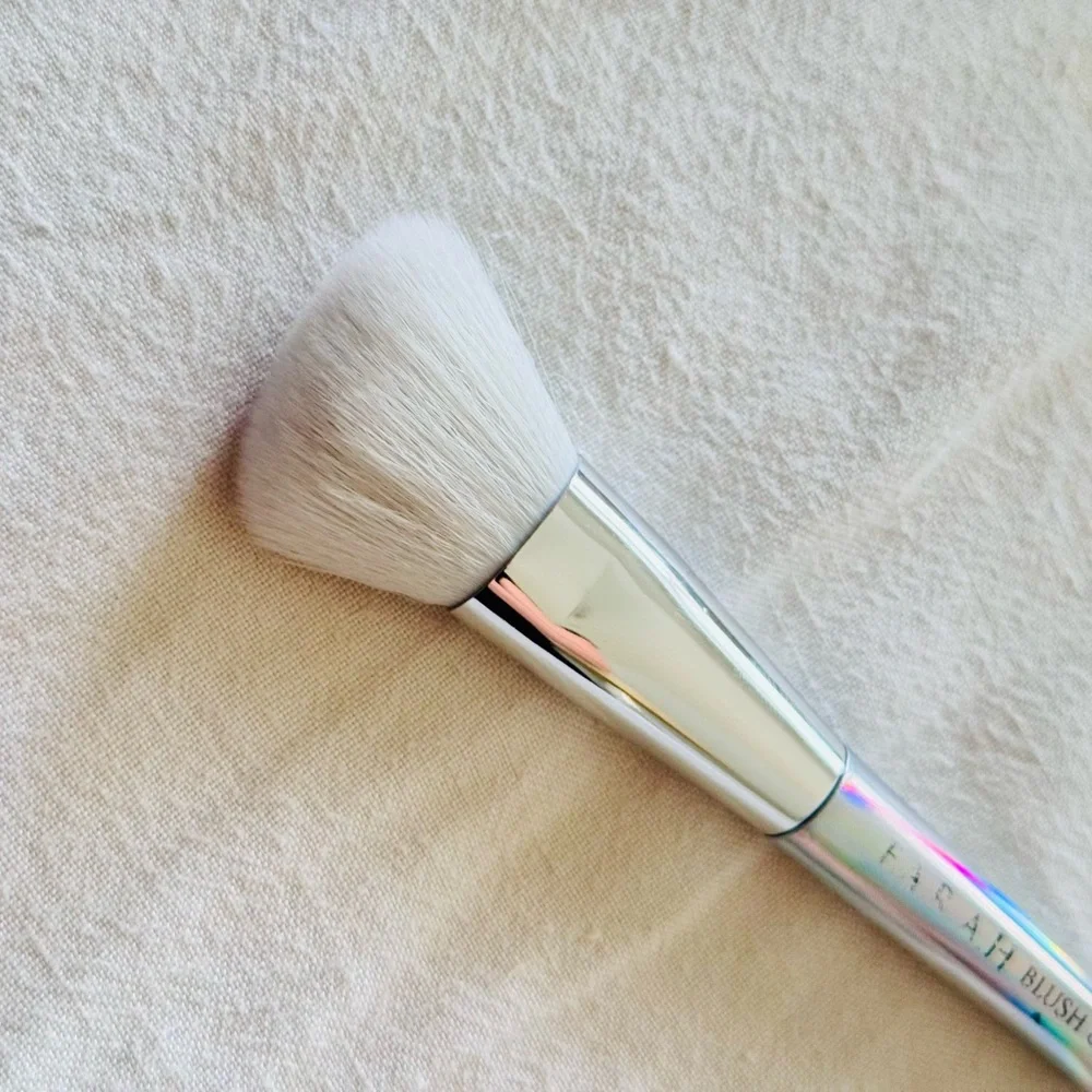 F.A.R.A.H 2 Holographic Duo Silver Makeup Brush Set Powder Contour Blush Brushes